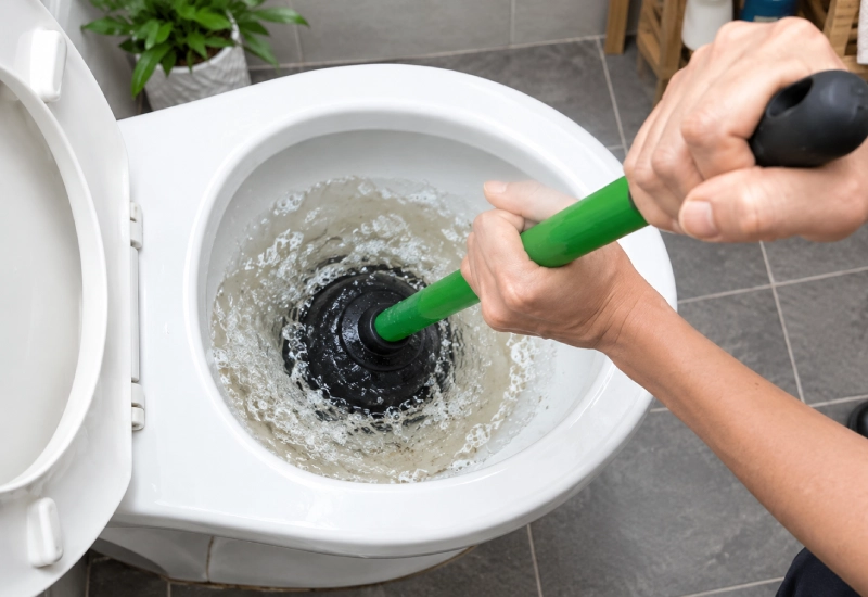 Cách dùng pittông thông tắc bồn cầu